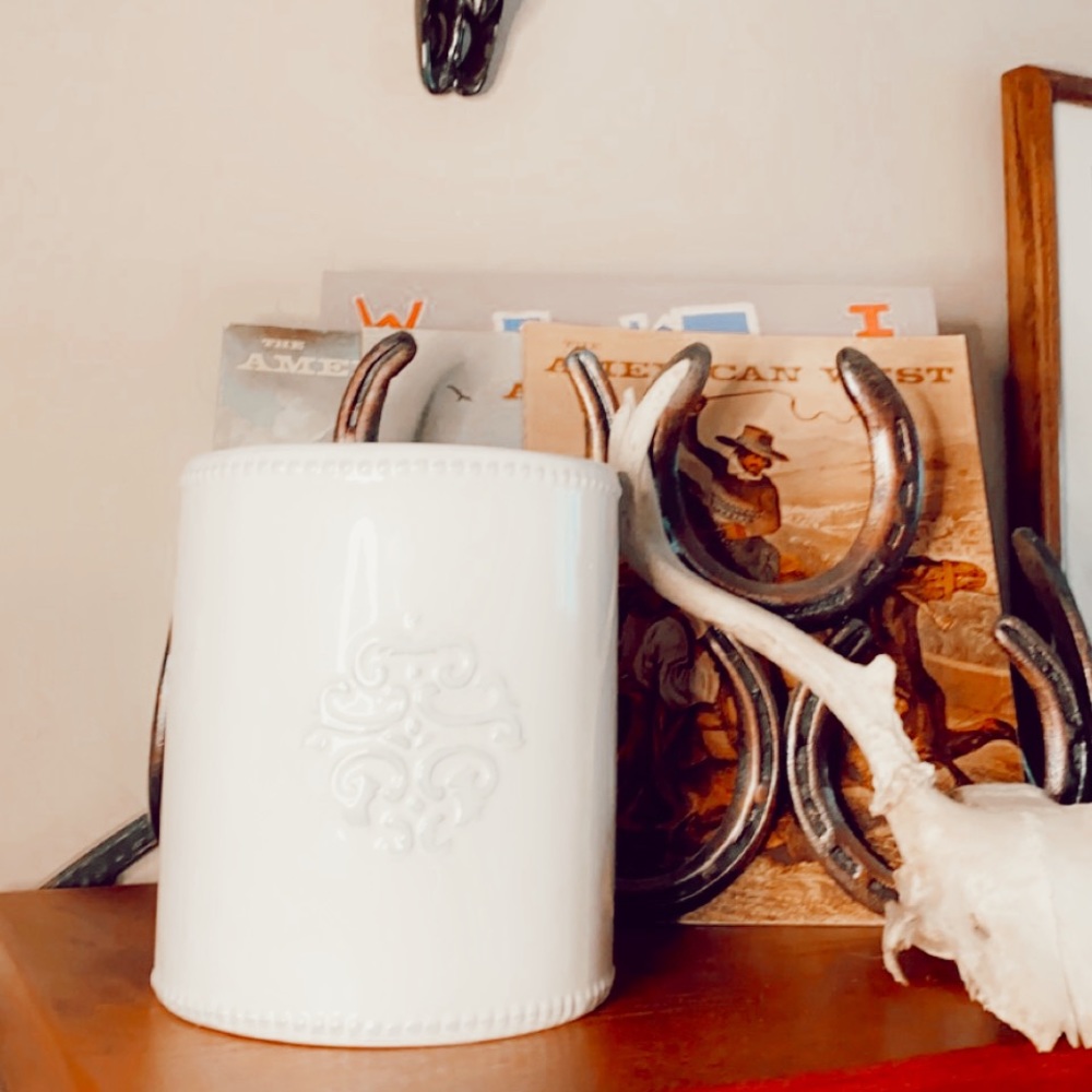 white farmhouse utensil holder
